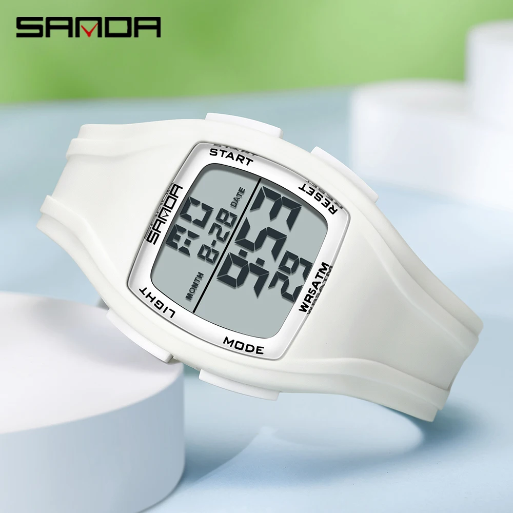 

Модные студенческие электронные часы SANDA 9054, спортивные многофункциональные водонепроницаемые светодиодные электронные часы с одним дисплеем, студенческие электронные часы