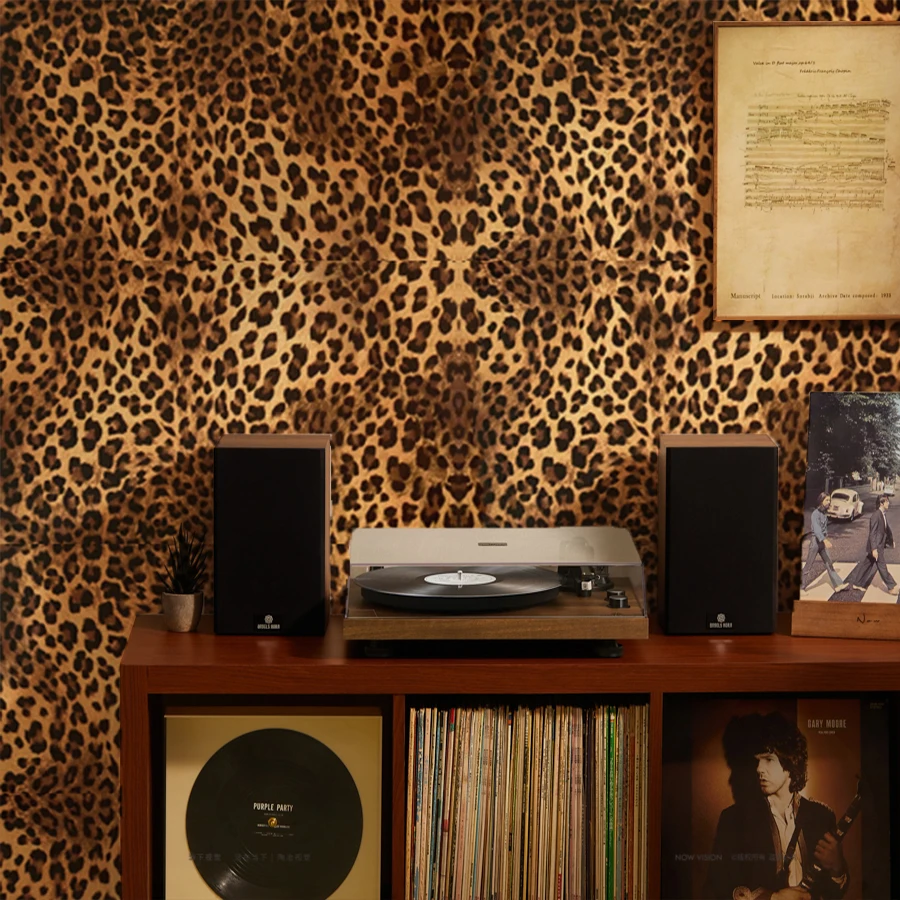 ليوبارد طباعة ذاتية اللصق خلفية للمنزل الديكور غرفة الطعام غرفة المعيشة غرفة نوم التلفزيون حائط الخلفية ملصق PVC #4