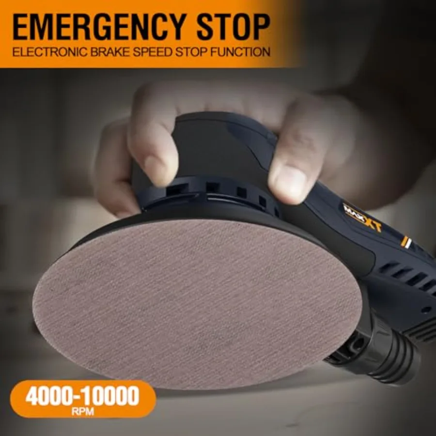 Электрическая орбитальная шлифовальная машина диаметром 5 мм с футляром для инструментов с регулируемой скоростью и бесщеточным двигателем, совместимая с 5 и 6-дюймовым сани