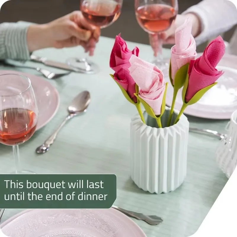 New Tulip Leaf Floral Napkin Holders, Elegant Wedding Party Table Decoration, Fashionable Napkin Rings Holder Set for Daily