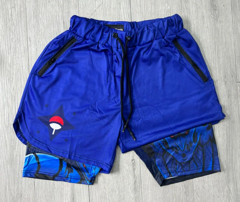SAFFruit-Short de dehors en Maille à vaccage Rapide pour Homme, Pantalon Court Respirant Unisexe, Manga, Gym, Fitness, Été, Impr