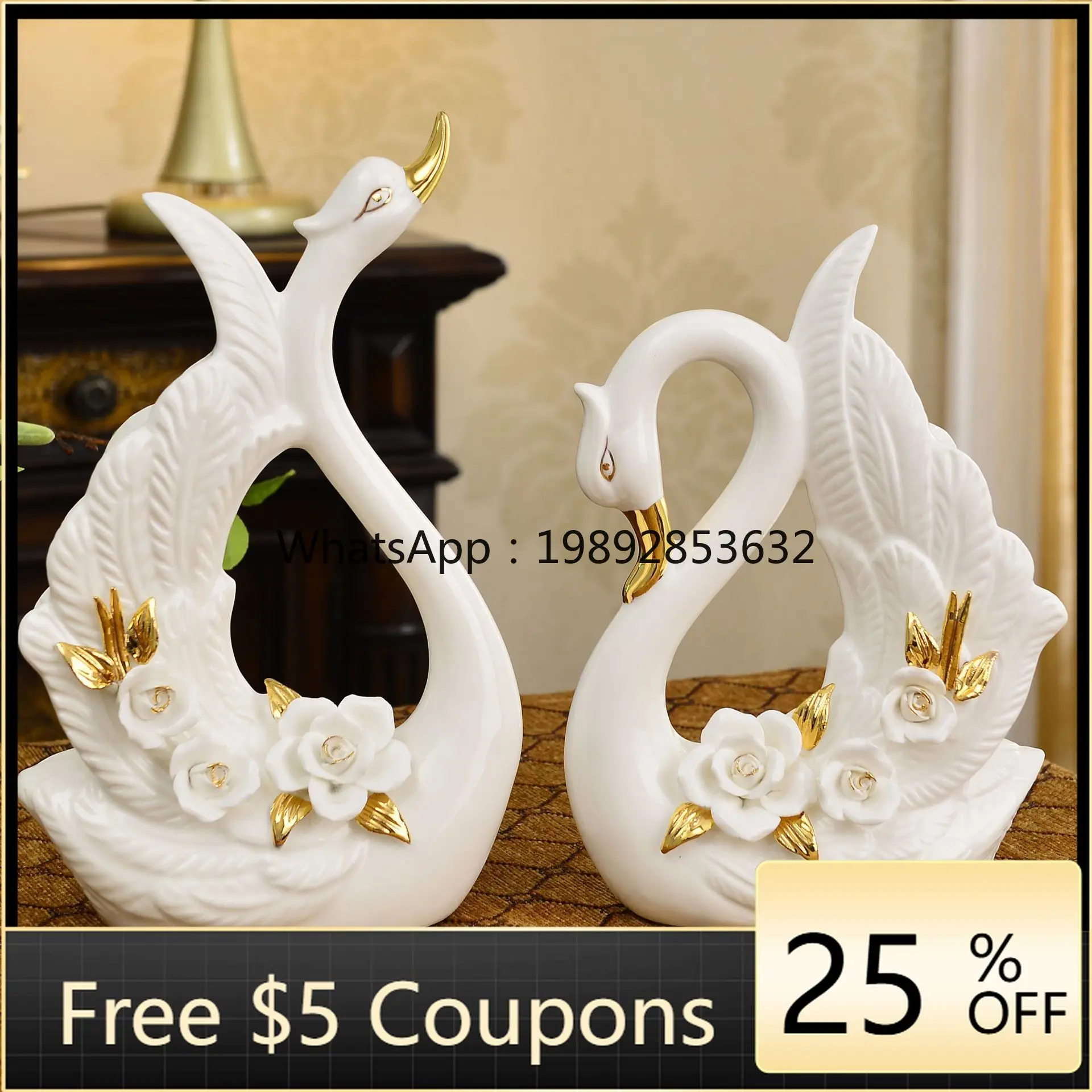 

HYS simple couple ceramic swan ornament home decoration creative wedding gift practical crafts