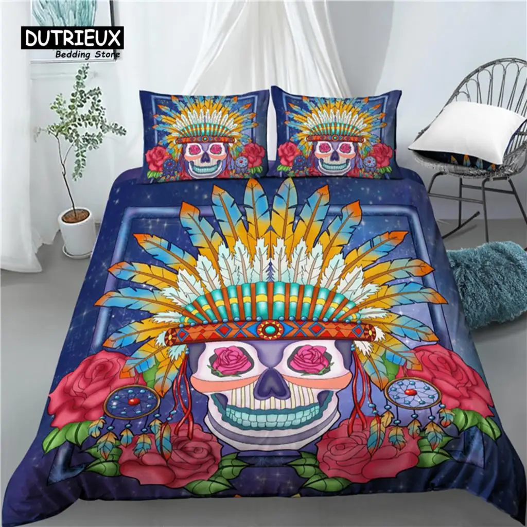

Home Living Luxury 3D Sugar Skull Print 2/3Pcs Comfortable Duvet Cover PillowCase Bedding Sets EU/US/AU Size