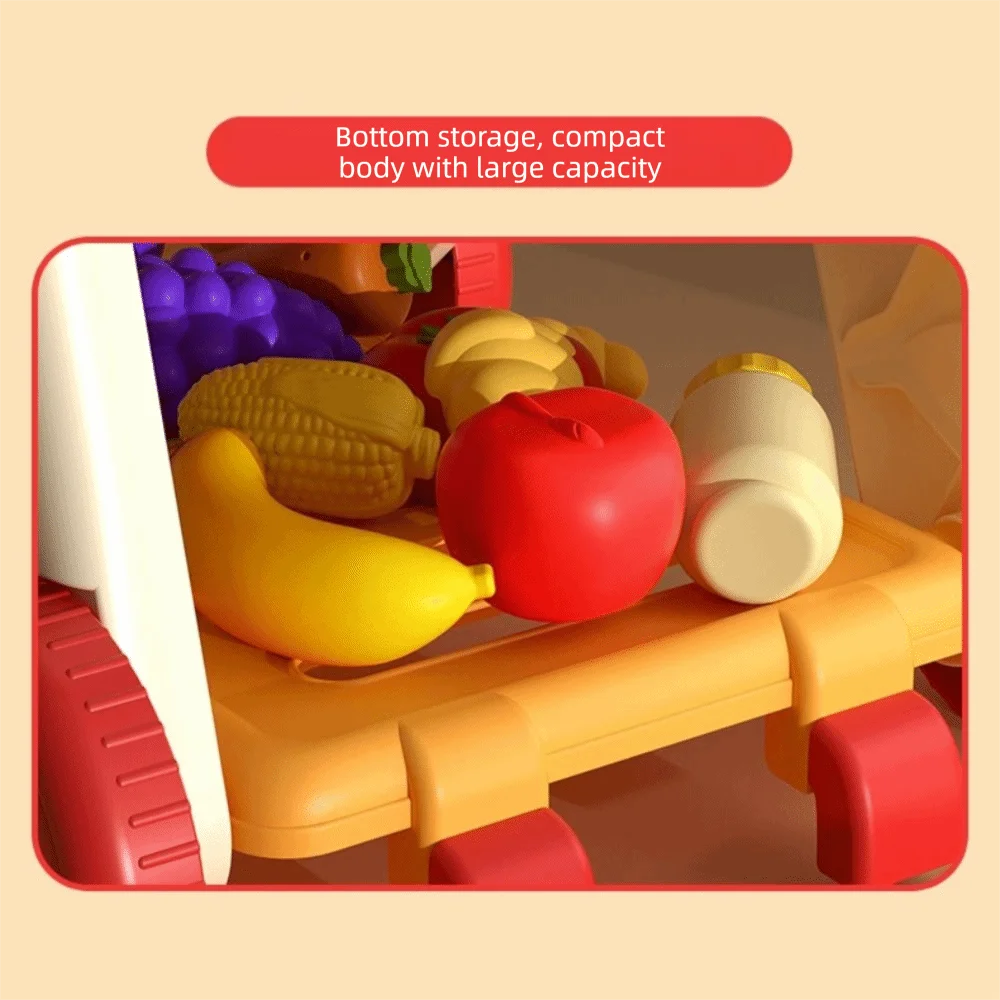 Mini-Einkaufswagen-Spielzeug, simuliertes Obst, Lebensmittel, Gemüse, Supermarkt-Spielzeug, Handwagen-Design, Spielhaus-Set, Spielen für Kleinkinder