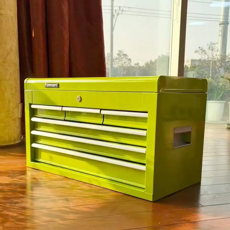 Double Layer Heavy Duty 4 Wheel Tool Cabinet with Handles