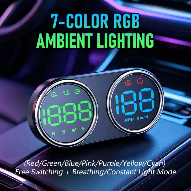 Car HUD head-up display speedometer, LED direct-view model, brightly colored HUD with multiple color options