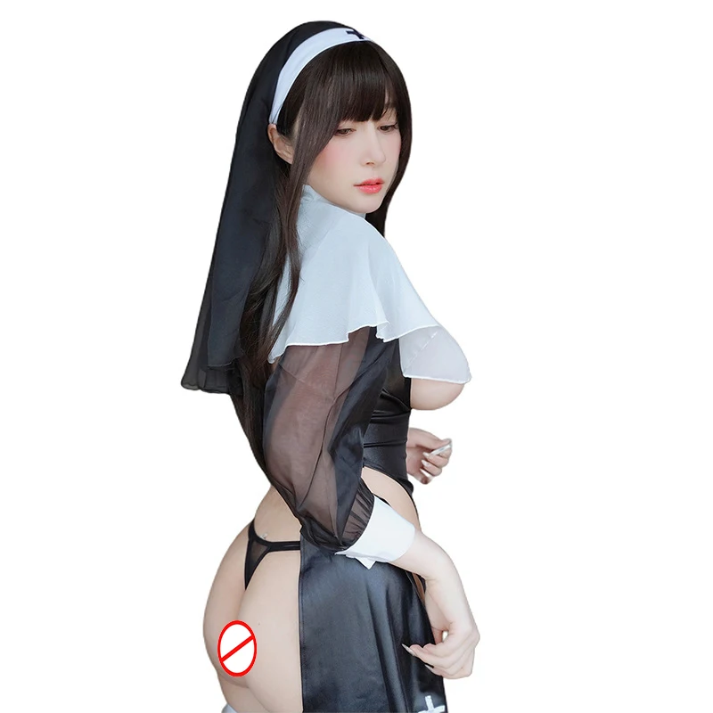 Lingerie sexy de cosplay para mulheres, oco, uniforme de empregada, manga comprida, vestidos ultra, roupas de festa de Halloween, fantasias