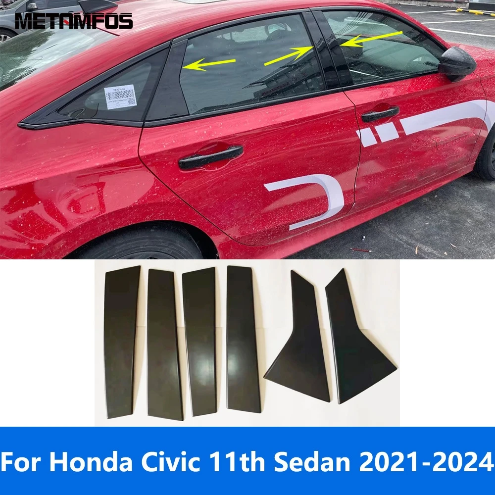 

Car Accessories For Honda Civic 11th Sedan 2021 2022 2023 2024 Window Center B C Pillar Posts Cover Trim Sticker Carbon Fiber