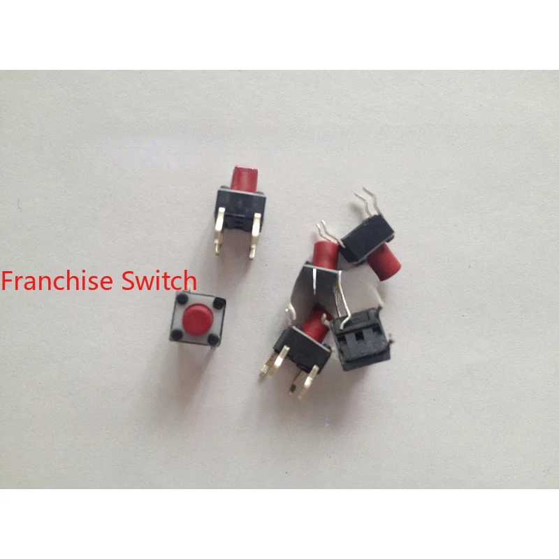 10PCS Touch Switch Button Vertical 4 Feet 6*6*7.5 Red  Plastic Micro Copper Feet.