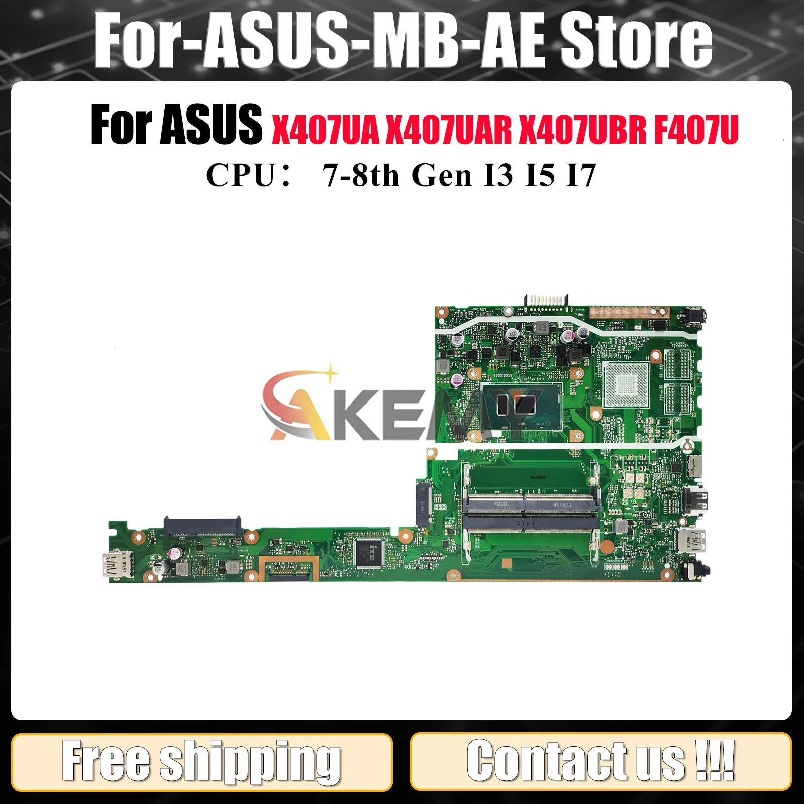 

X407UA Материнская плата для ноутбука ASUS X407UV X407U X407UF X407UA X407UBR A407U X407UB X407UAR F407U Y4000U Материнская плата I3 I5 I7 CPU