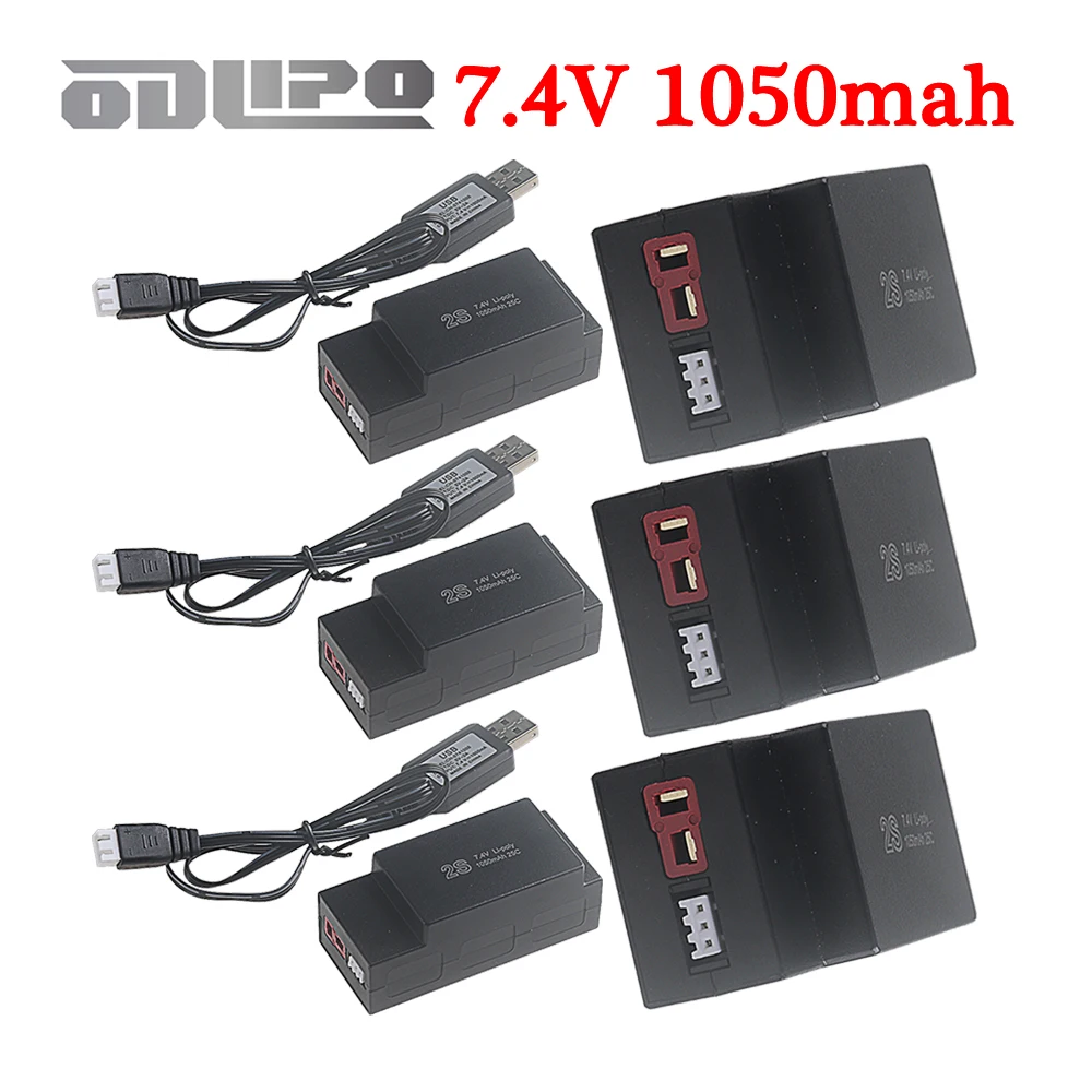 

Аккумулятор и зарядное устройство USB 2S 7.4V 1050mAh для радиоуправляемых машинок MJX Hyper Go H16H H16E 16207 16208 16209 16210 (бесщеточные, масштаб 1/16), запчасти