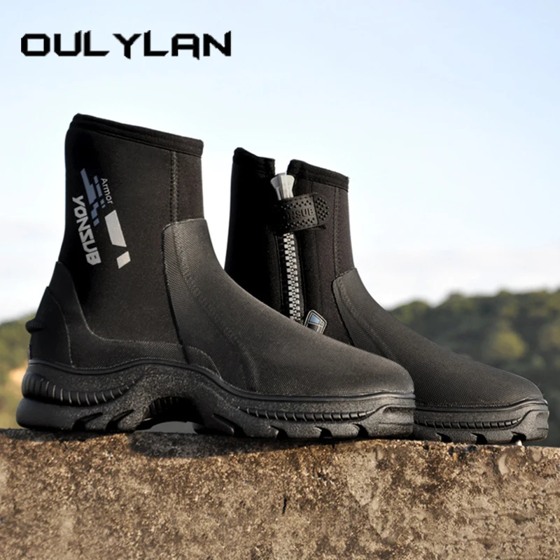 

Oulylan 5 мм неопреновые высокие ботинки для дайвинга, нескользящая утолщенная теплая обувь для подводной воды, противопрокольная обувь для рыбалки, охоты и дайвинга