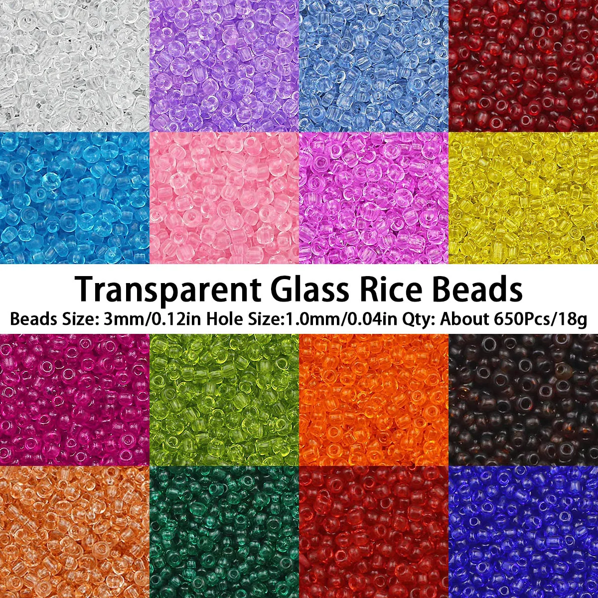 3mm 650pcs 18g Transparent Glass Millet Beads Spacer High Quality  For Jewelry Making Beaded Bracelet Earring DIY Accessories