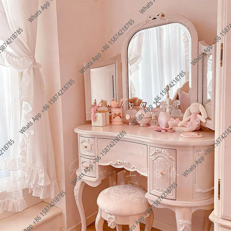 

Американский минималистичный современный туалетный столик розового цвета, элитный, во французском дизайнерском стиле