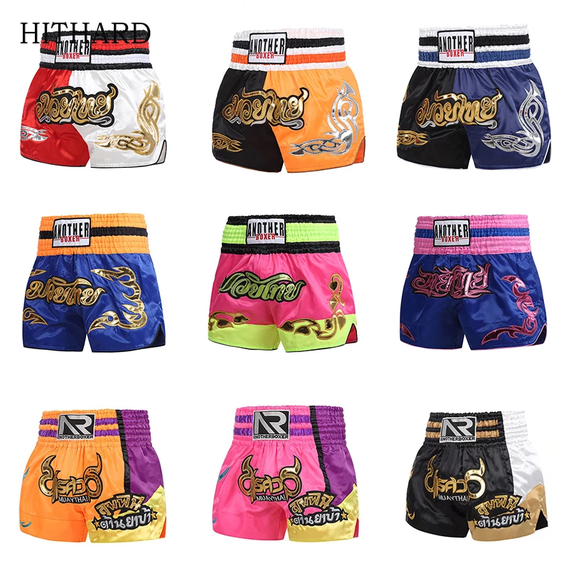 

Muay Thai Shorts Thailand Boxing Shorts Women Men Kids Leather Embroidery Cage Fight Kickboxing Shorts Martial Arts MMA Clothing