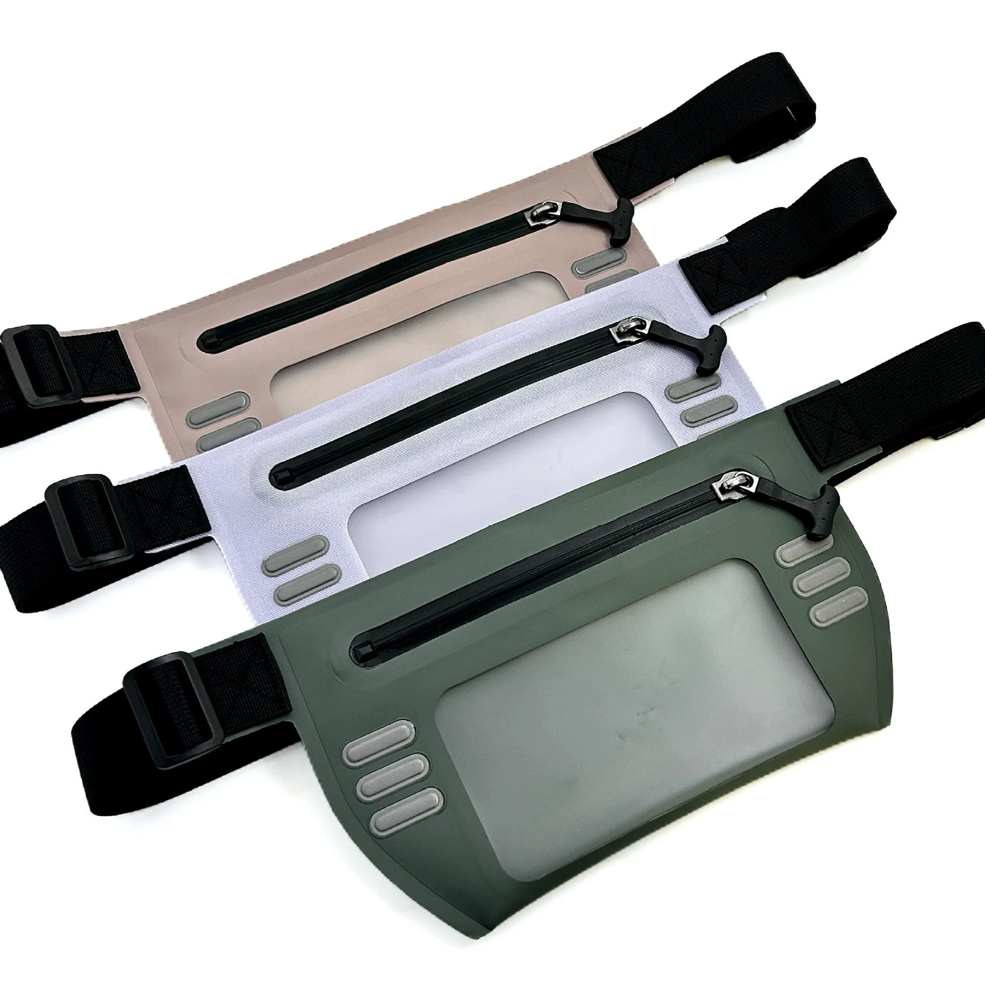 Swimming Waterproof Waist Bag with Airtight Zipper Transparent Touchscreen Window Phone Waistpack Night Safety Reflective Design