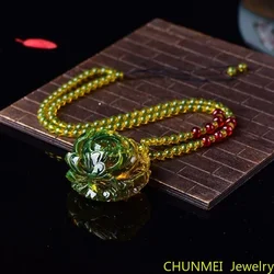 Mexico Blue Amber Pendant Peony Flower Sweater Chain Raw Ore Amber Rose Flower Necklace Pendant for Men and Women Natural Amber