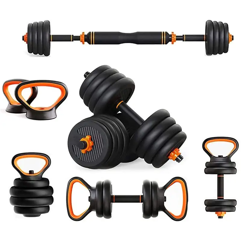 

HotSale6 In 1Home Fitness Gym Equipment Adjustable Kettlebell Barbell Push Up Stand Combination Dumbbell Kit With Connecting Rod