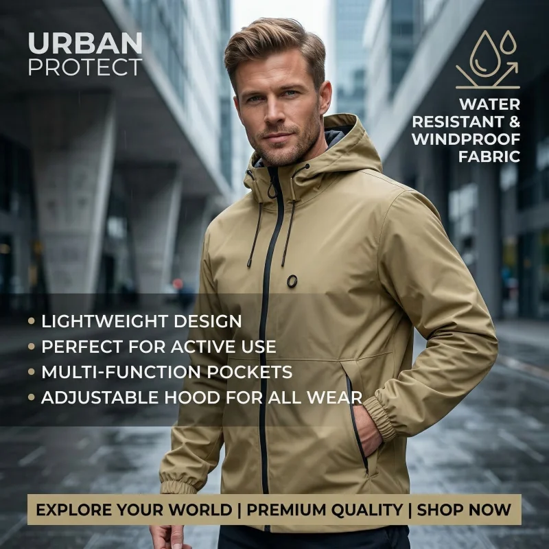 

2026 Men Jacket Comfort Hiking Climbing Windproof Lightweight Windbreaker Spring Autumn Casual Hooded Waterproof Comfort Coat