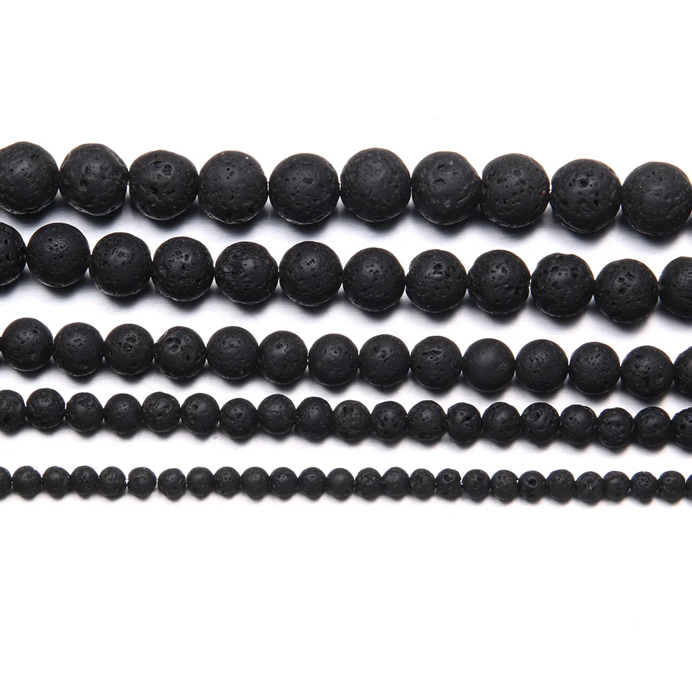 Natural Stone Lava Volcanic Stone Beaded Round shape Loose Spacer Bead for Jewelry Making DIY Bracelet Necklace Accessories