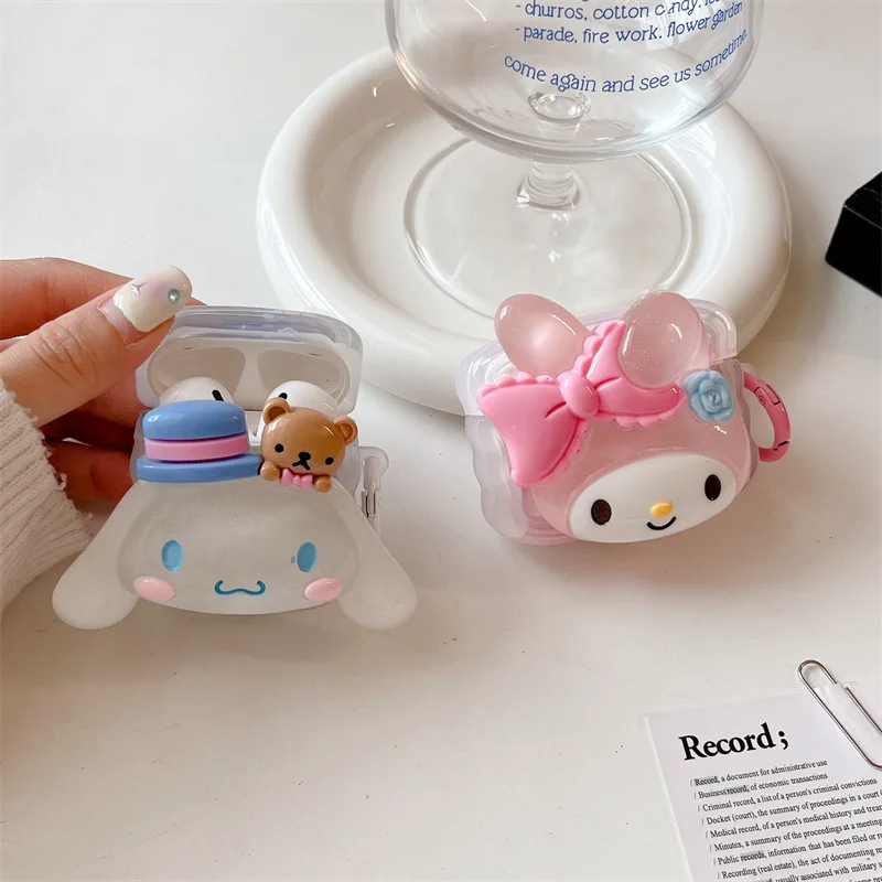 MINISO Sanrio 3D Cinnamoroll Melody AirPods Pro beschermhoes Apple 1/2/3 generatie draadloze Bluetooth-hoofdtelefoonhoes Zacht