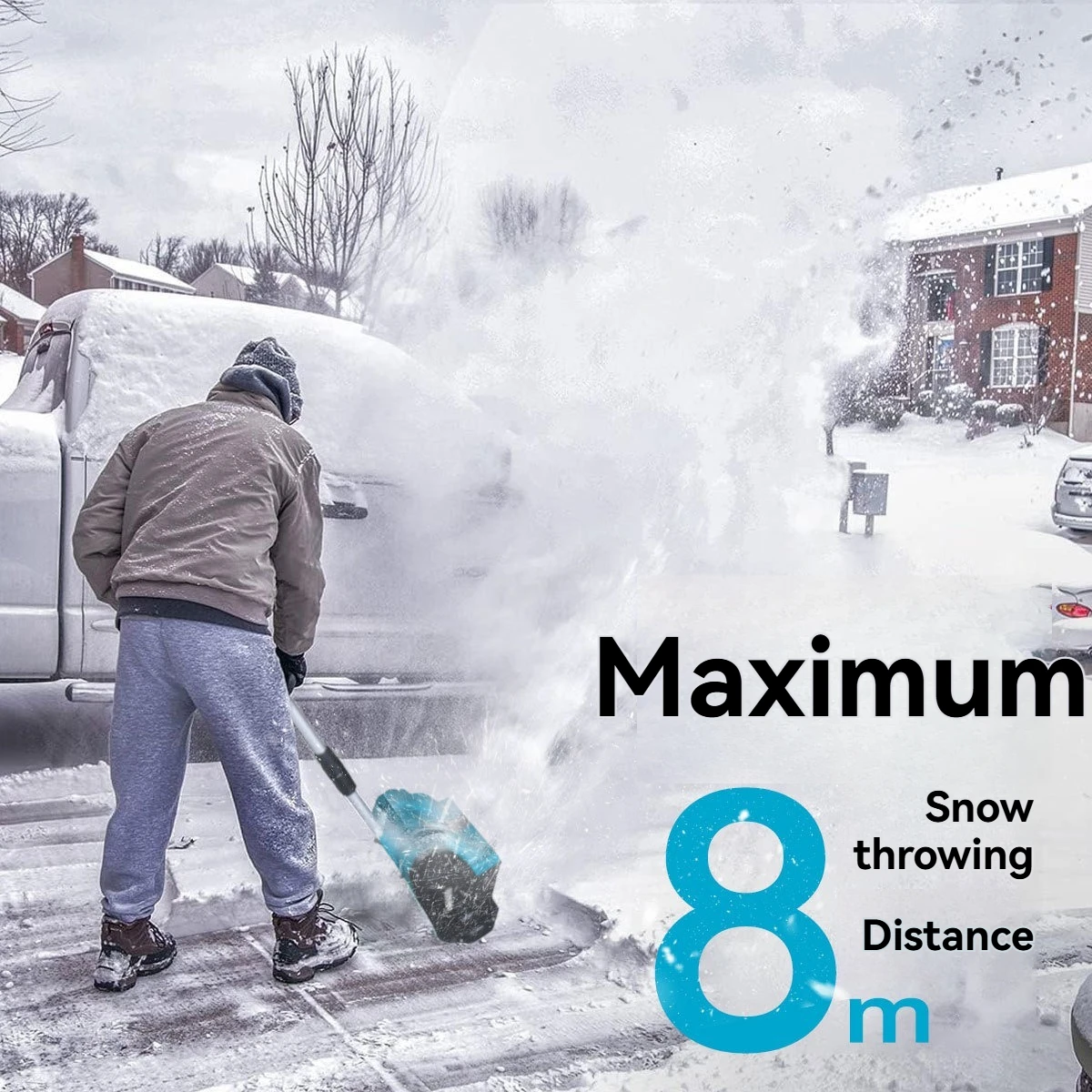 Hand Push Household Folding Snow Removal Machine, Multifunctional Road School Car Lithium Battery Snow Removal Machine