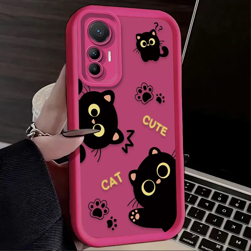 Casing Ponsel Kucing Hitam Kartun Lucu untuk Xiaomi Mi 15 Ultra 14 13 12 12S 12X 11 Lite 5G NE 13T 12T 11T 14T Pro Sampul Silikon Lembut