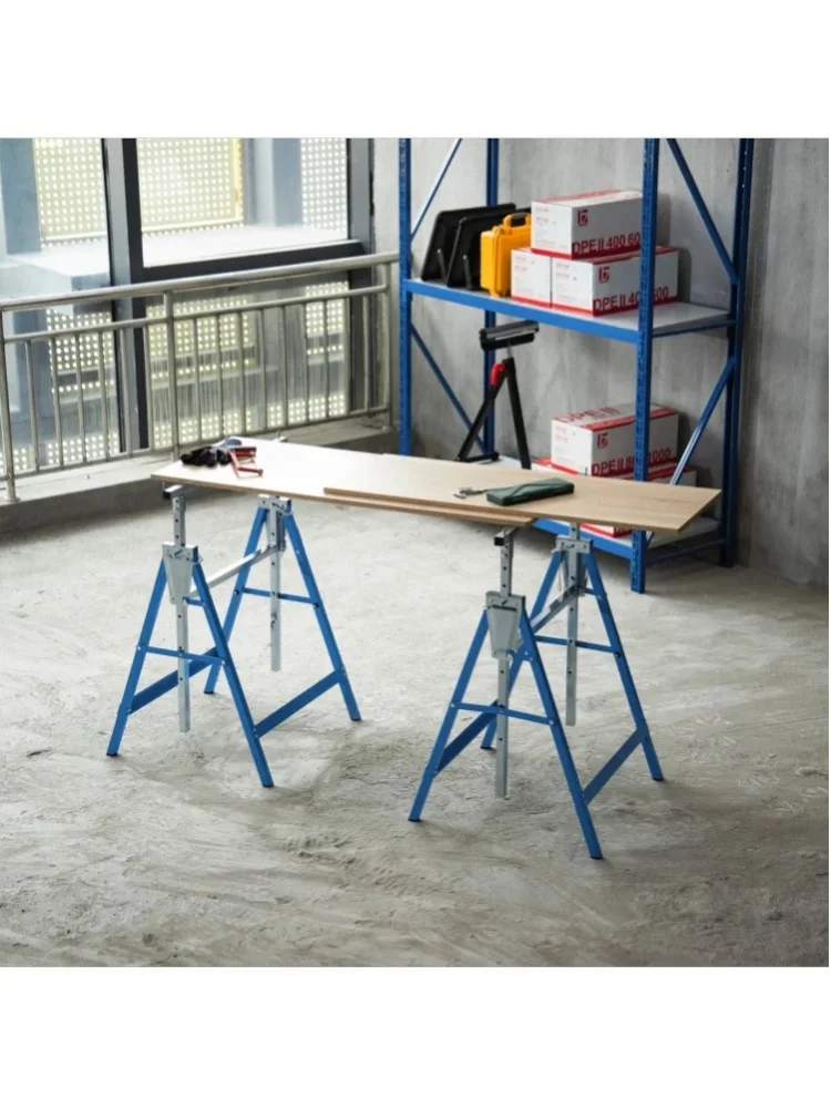 HOMCOM 2er Set Arbeitsbock Belastbarkeit bis 200 kg klappbar Sägebock höhenverstellbar 80-130 cm Gerüstbock aus Stahl Unterstellbock Klappbock Stützbock Blau
