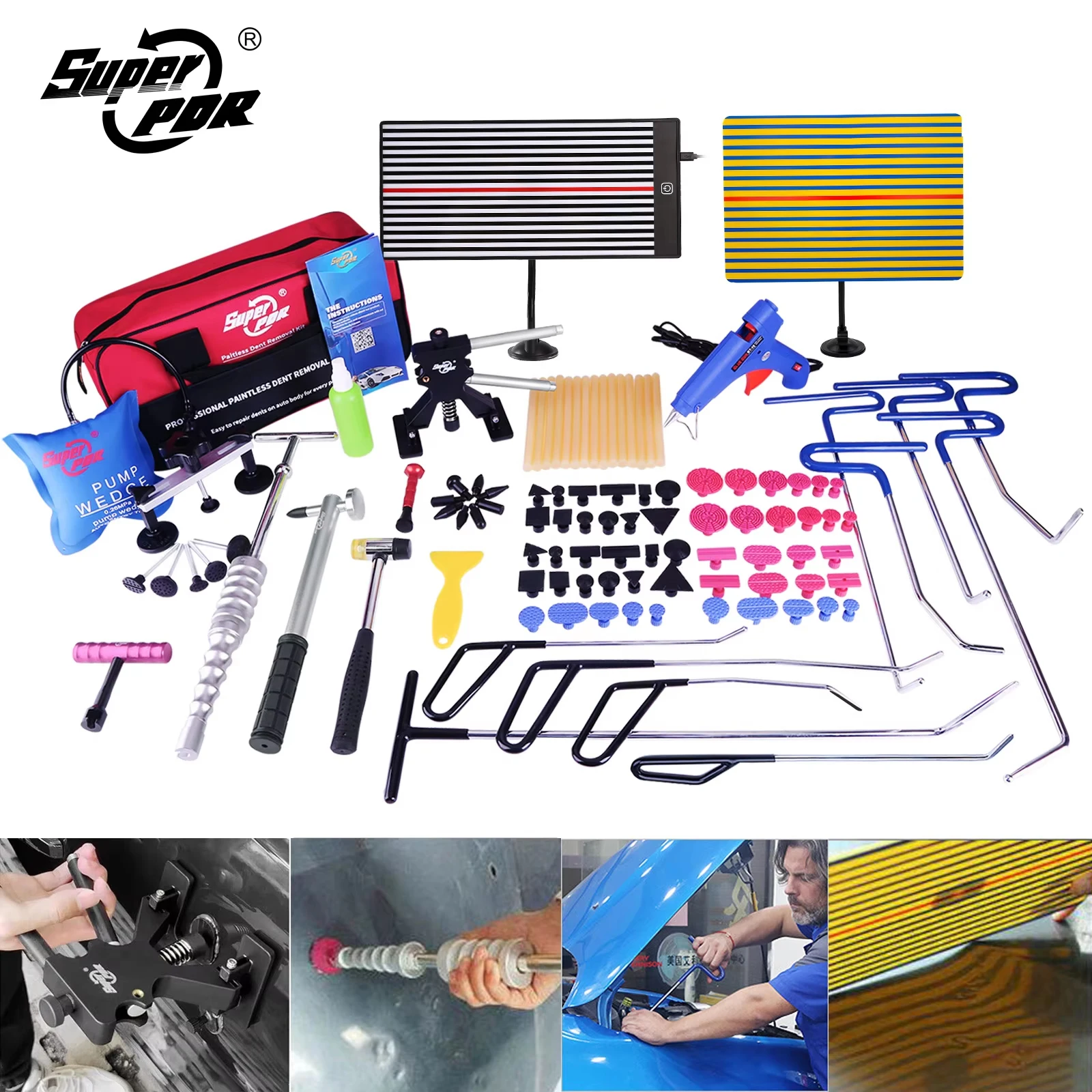 

Набор Super PDR Пружинная Сталь Стержни Вытягиватель Вмятин Подъемник Клеевые Стержни Простукивающий Молоток Молоток Вмятины Инструменты Ремонт Вмятин Без Покраски Автомобиль