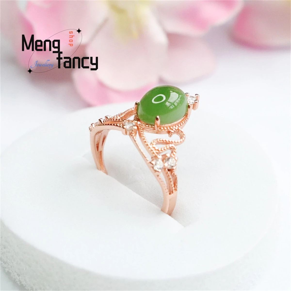 Natural S925 Silver Inlaid Hetian Jasper Egg Face Crown Ring Simple Generous Personalized Fashion Women Versatile Beauty Jewelry