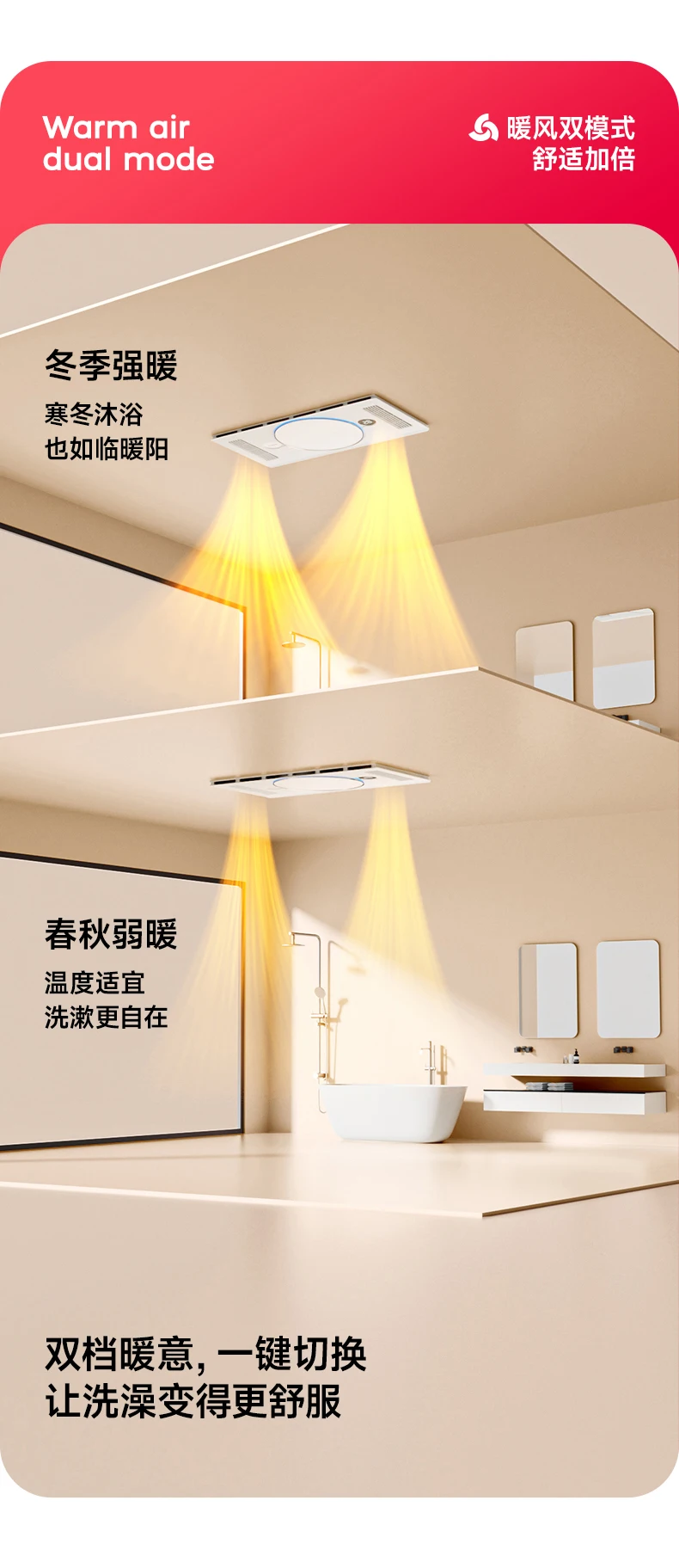 220V Chigo Bathroom Exhaust Fan with Integrated Ceiling Mount, Quiet Ventilation System for Bathroom and Toilet