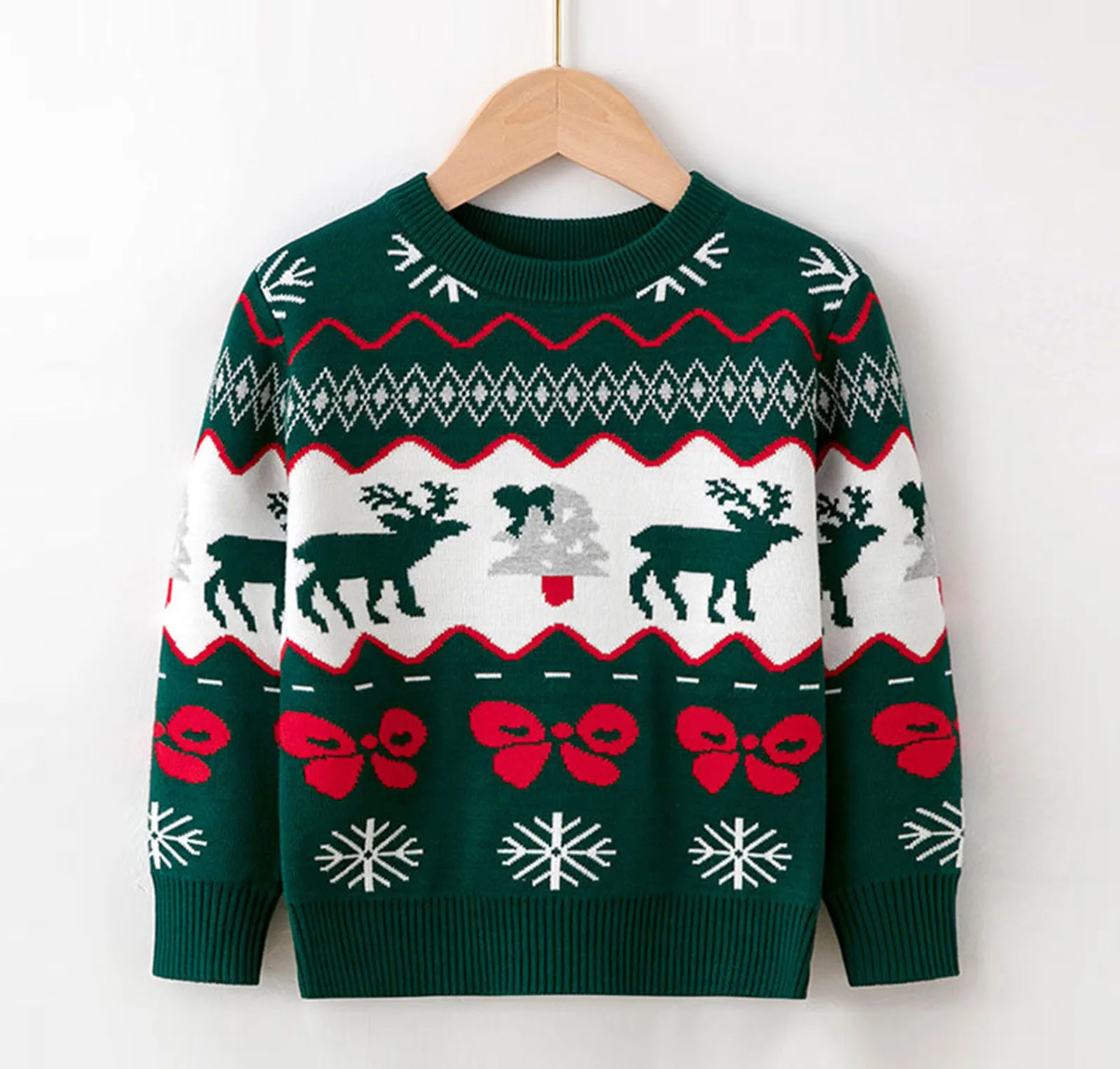 

Kids Girl Christmas Sweaters Autumn Winter Clothes Long Sleeve Deer Knitted Pullover Top Children Clothing Boy Sweater Outerwear