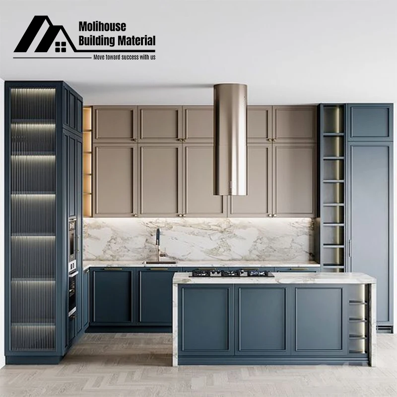 custom.Champagne Color Self Assemble Kitchen Cabinets Kitchen bar Counter with Cabinet