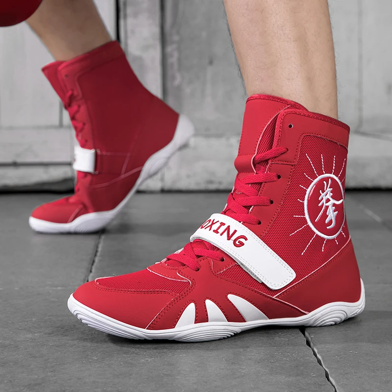 Professional Wrestling Shoes Men Black Red Boxing Shoes Mens Brand Designer Fighting Shoes Man Breathable Gym Training Shoe