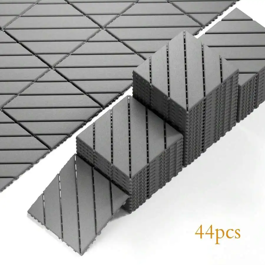 44 PackPlastic Interlocking Deck Tiles, 12'X12' Waterproof Outdoor Flooring All Weather Use, Patio Floor Decking Tiles For Porch