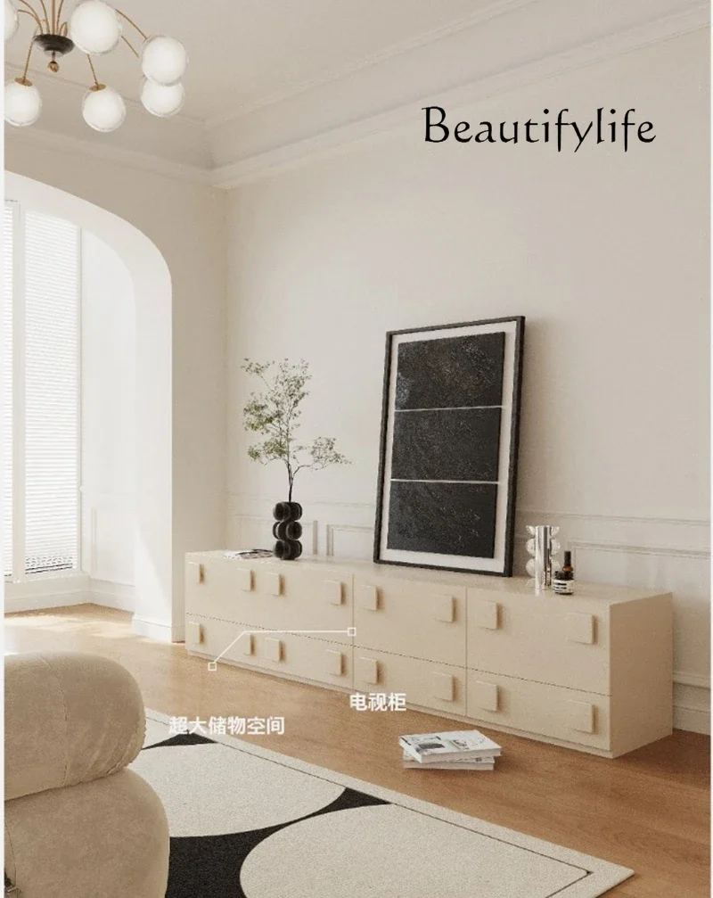 

c French Cream Style Creative TV Cabinet Simple Modern Master Design Floor Cabinet Medium Antique Small Apartment