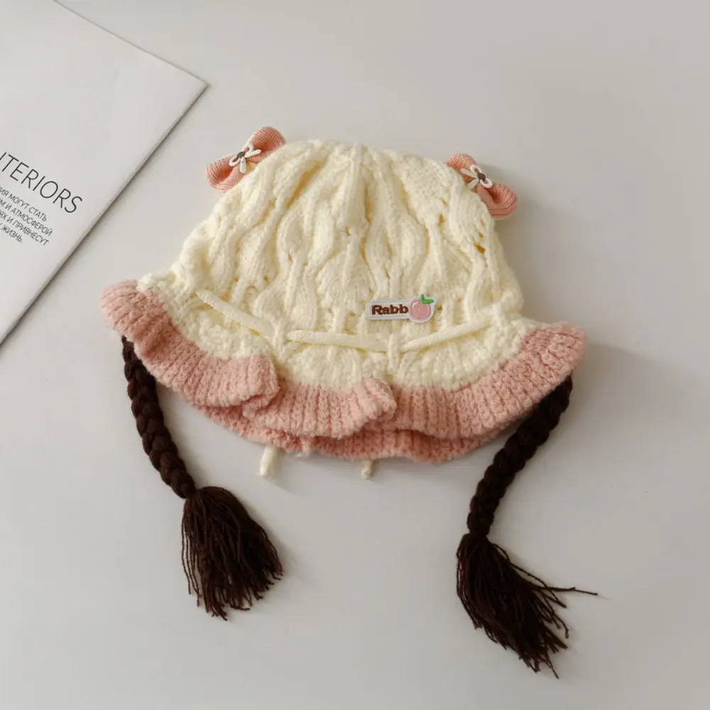 만화 따뜻한 아기 니트 모자 방풍 통기성 아기 가발 모자 부드러운 귀 보호 캡 아기용