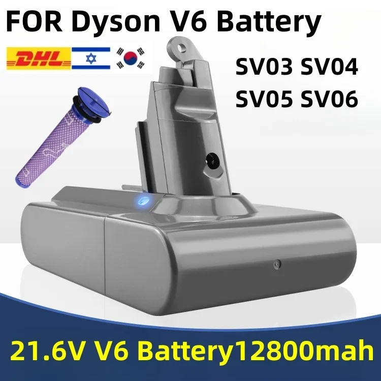 

V6 Battery for Dyson, 21.6V 12800mAh rechargeable battery for Dyson V6 Vacuum Cleaner DC58,DC59,DC62,650,770,SV03,SV04,SV05,SV06