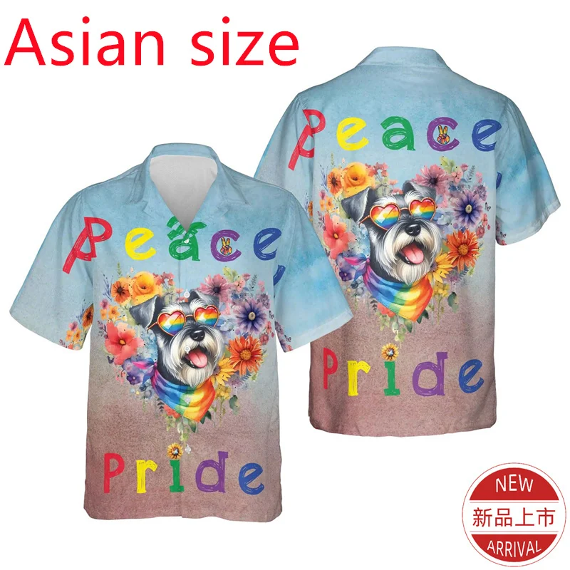 Happy Lgbt Day 3D Print Shirts Peace Pride Month Bull Terrier Graphic Short Sleeve Shirts Fashion Shirts & Blouses Mens Clothing