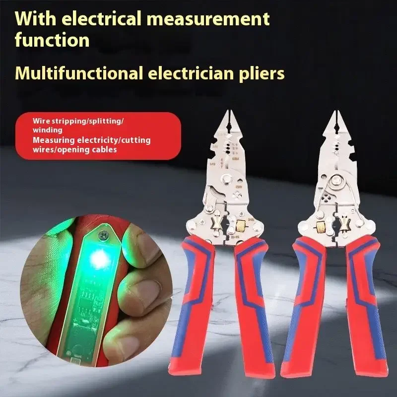 Multifunctional Wire Stripper With Electrical Test Pen Foldable Cable Cutter Crimper Tool, Electrical Folding Pliers For Cutting