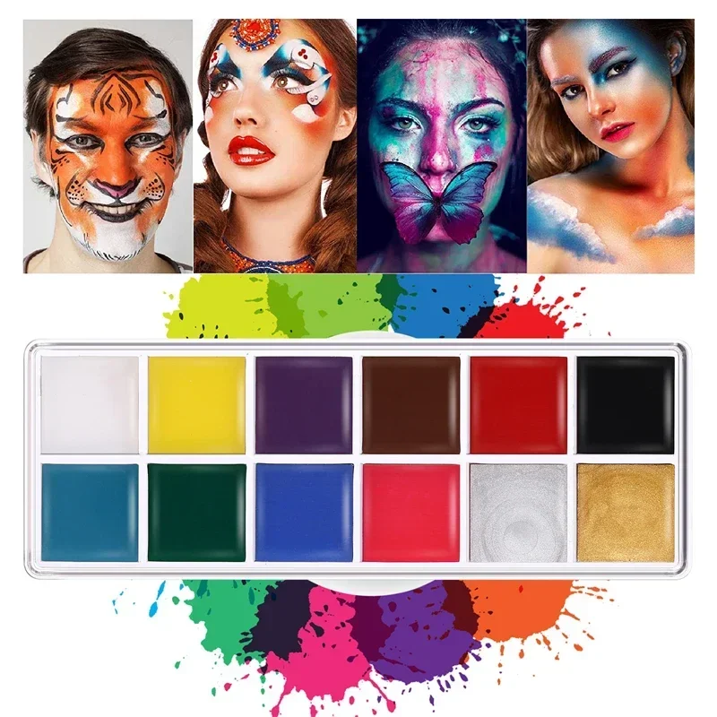 Heallor Face Body Painting Cream Waterproof Full Color Non Toxic Safe Paint Oil Christmas Halloween Makeup Palette Tattoo Art Pa