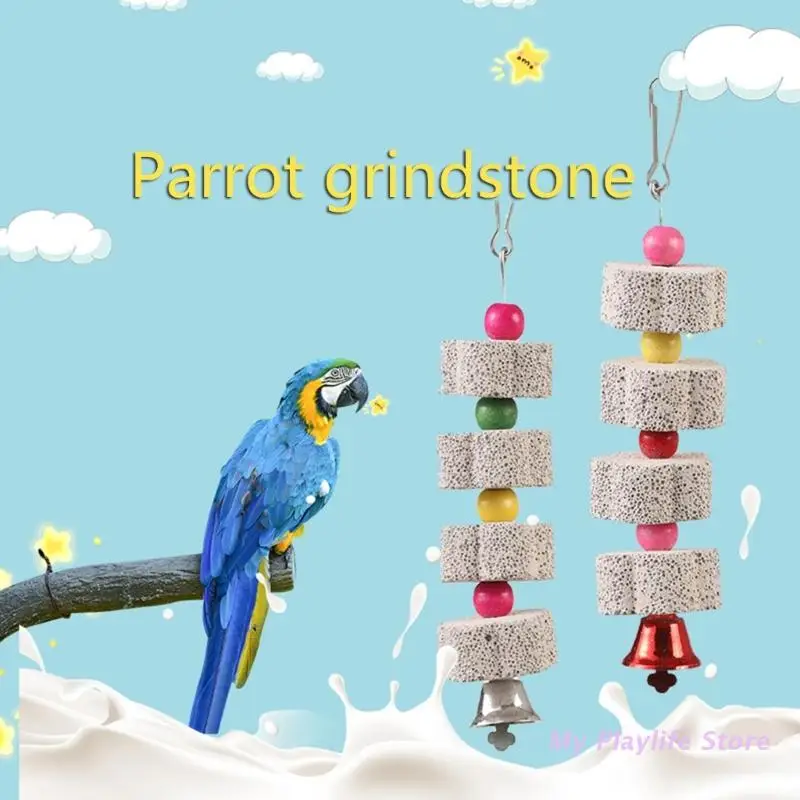 Stone Mineral Pet Supplies Bird Cage Toy Grinding Stone Flower Shape Hang Style Parakeet Toy For Parrot Bird Supplies