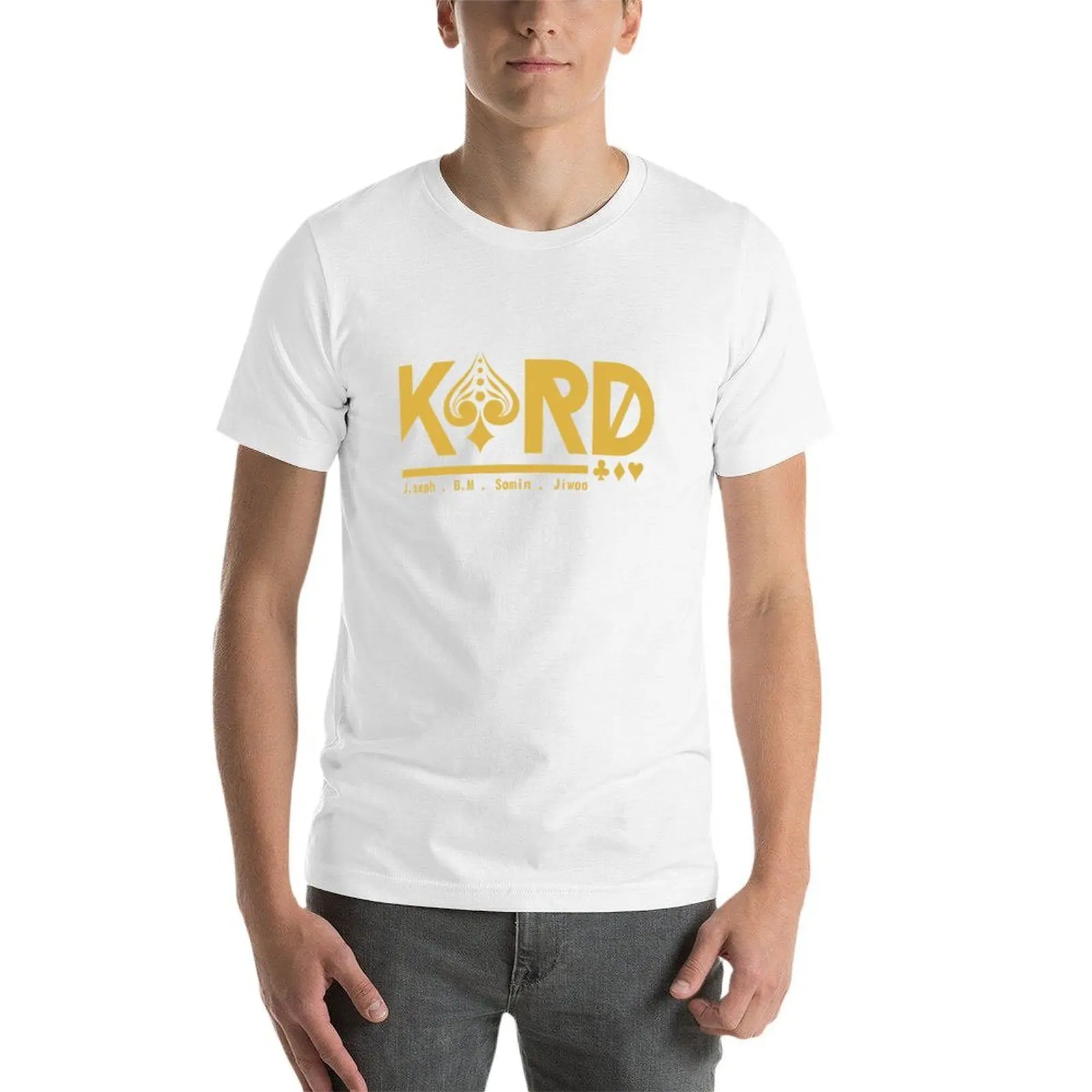 تي شيرت KARD MEMBER تي شيرت قطني أسود عادي للرجال حزمة مطبوعة تي شيرت للرجال تي شيرت
