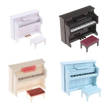 1 adet Mini kuyruklu piyano tabure modeli Dollhouse minyatür beyaz zarif Dollhouse oyun oyuncakları aksesuarları
