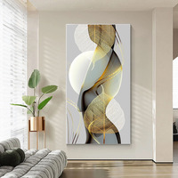 One Piece Measuring 27.5X55.1 Inches Or 70X140 Cm, This Unframed Canvas Features Golden Lines And a Smoky Leaf Texture. It'S