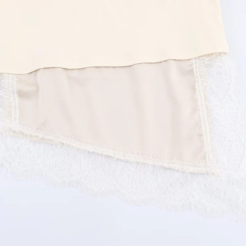 T-shirts longs en dentelle irrégulière pour femmes, pull élégant, vêtements d'intérieur, col rond, manches courtes, Chic de rue, pour dames