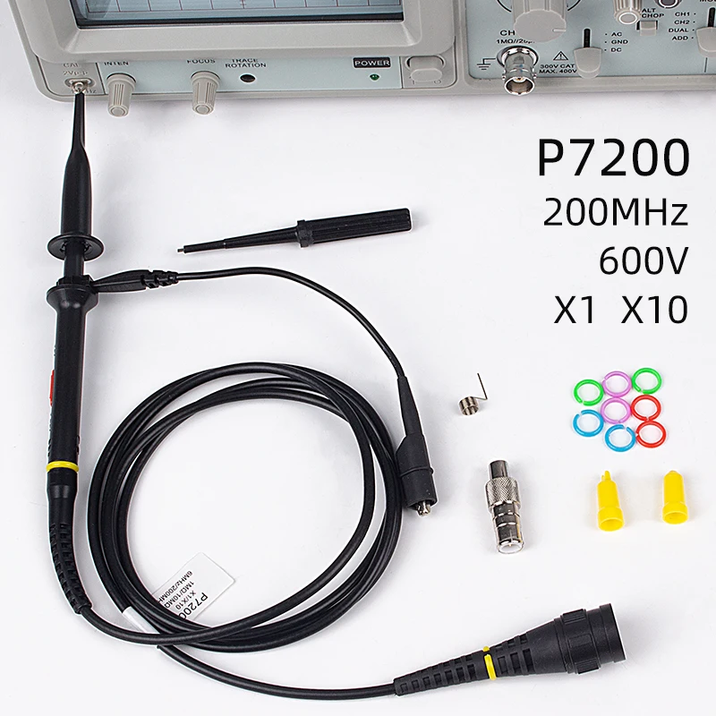 P6100/P7200/P7300 BNC Oscilloscope Probe Kit 100MHz 1X 10X Mayitr High Precision Scope Analyzer Alligator Clip Probes Test Leads