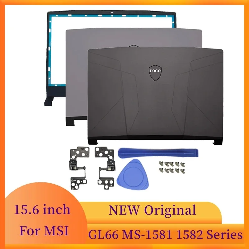 Laptop Case For MSI Pulse GL66 MS-1581 MS-1582 Notebook Screen LCD Back Cover Front Frame Hinges Silver Grey Laptop Accessories