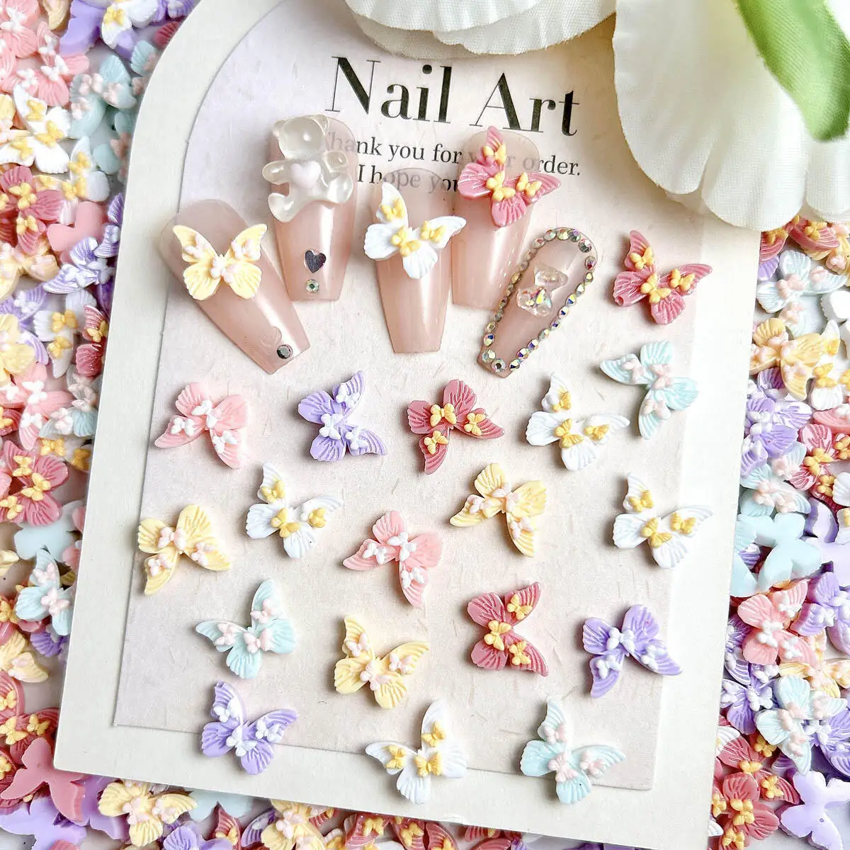 30 pièces fée coloré résine papillon ongles breloques Kawaii papillon Nail Art décoration pièces pour coque de téléphone pinces à cheveux bricolage artisanat