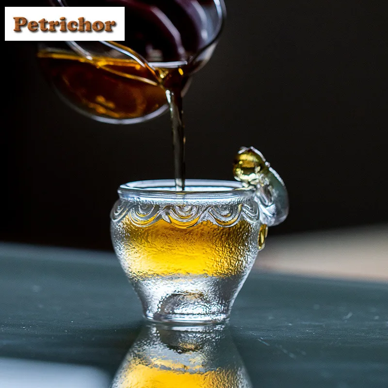 

60ML Glass Cute Pet Cat Owner Teacup Handmade Tea Bowl Mug Tea-tasting Smelling Cup Chazhan Master Cups Chinese Tea Set Supplies